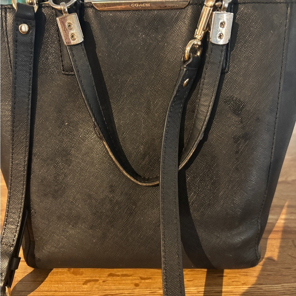 Coach Black Textured Leather crossbody